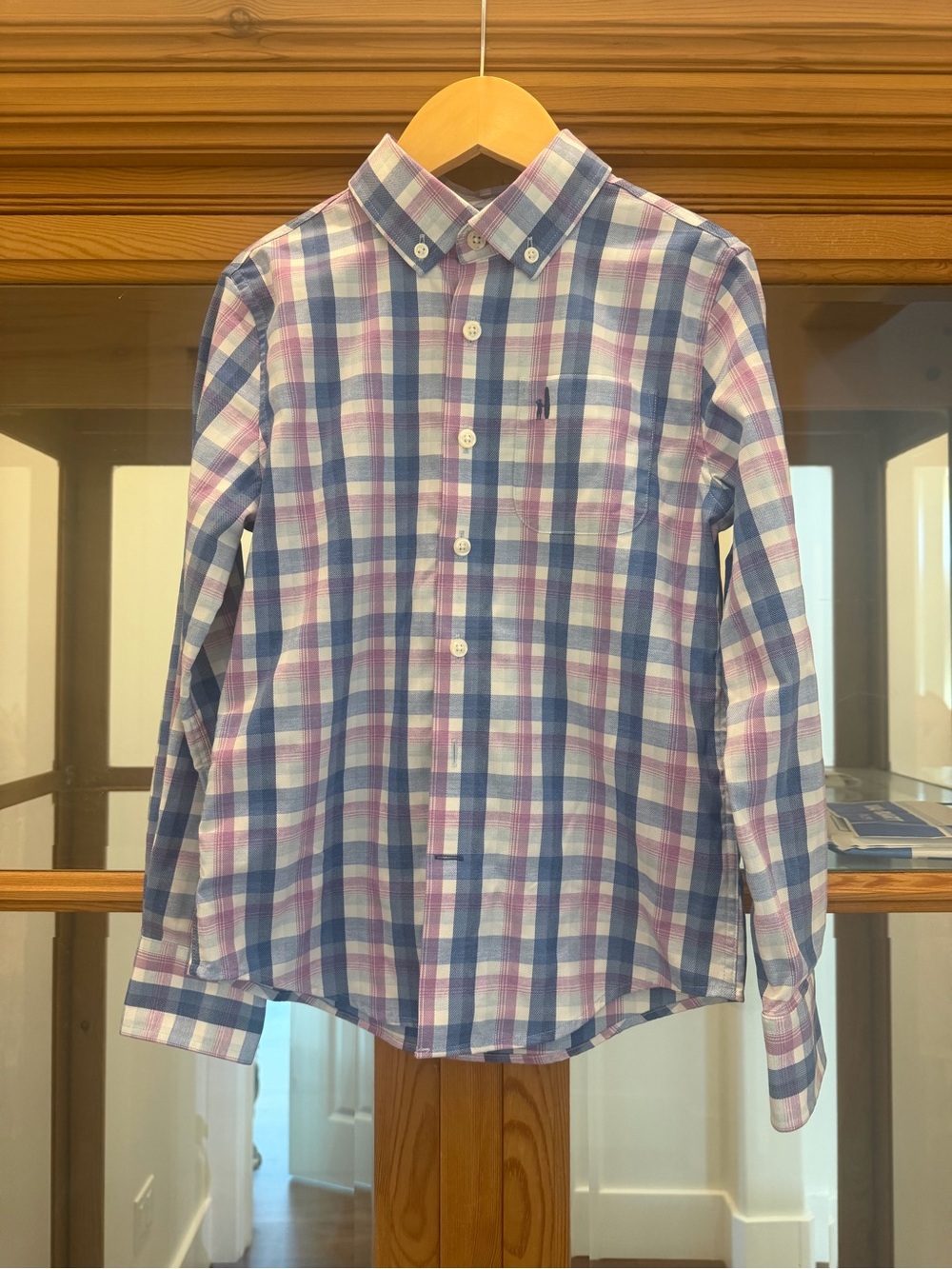Boys Johnnie-O Plaid Button-Down Shirt in Blue & Purple, Size 8